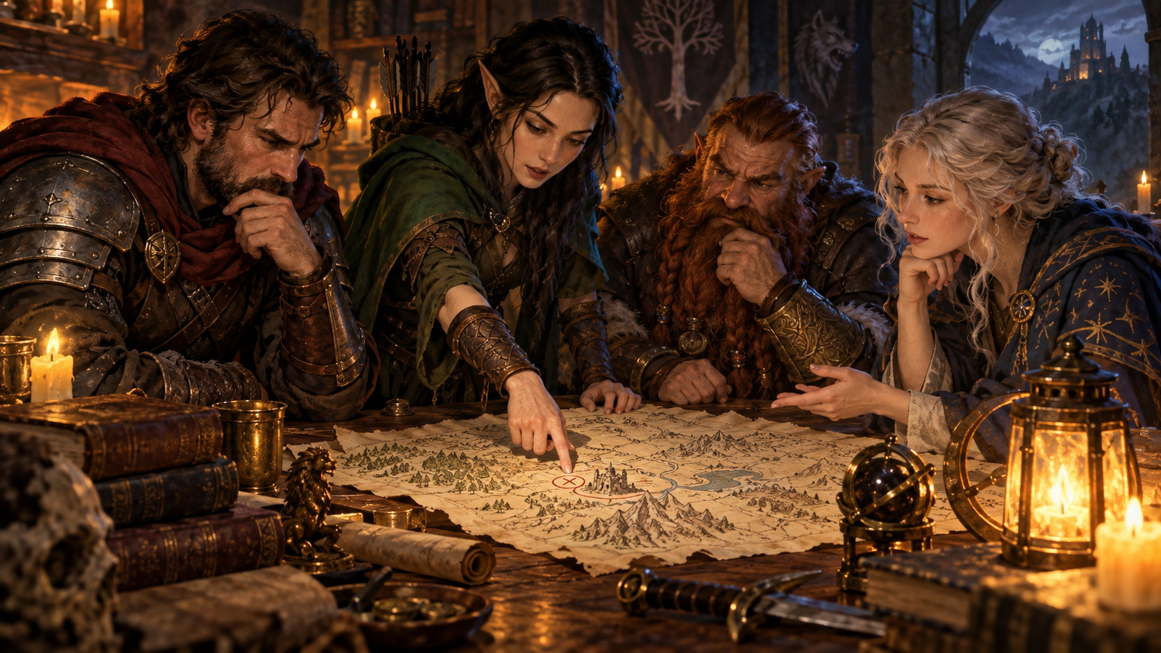 An RPG party shares a decision after a specialist uncovers a clue